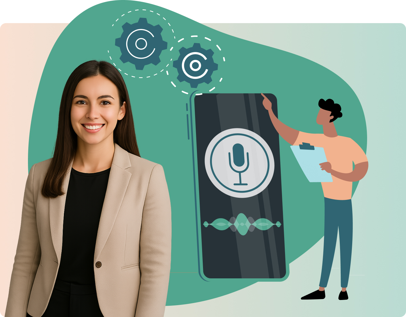 Grafische Darstellung der Verarbeitung von Medien & Inhalten. 