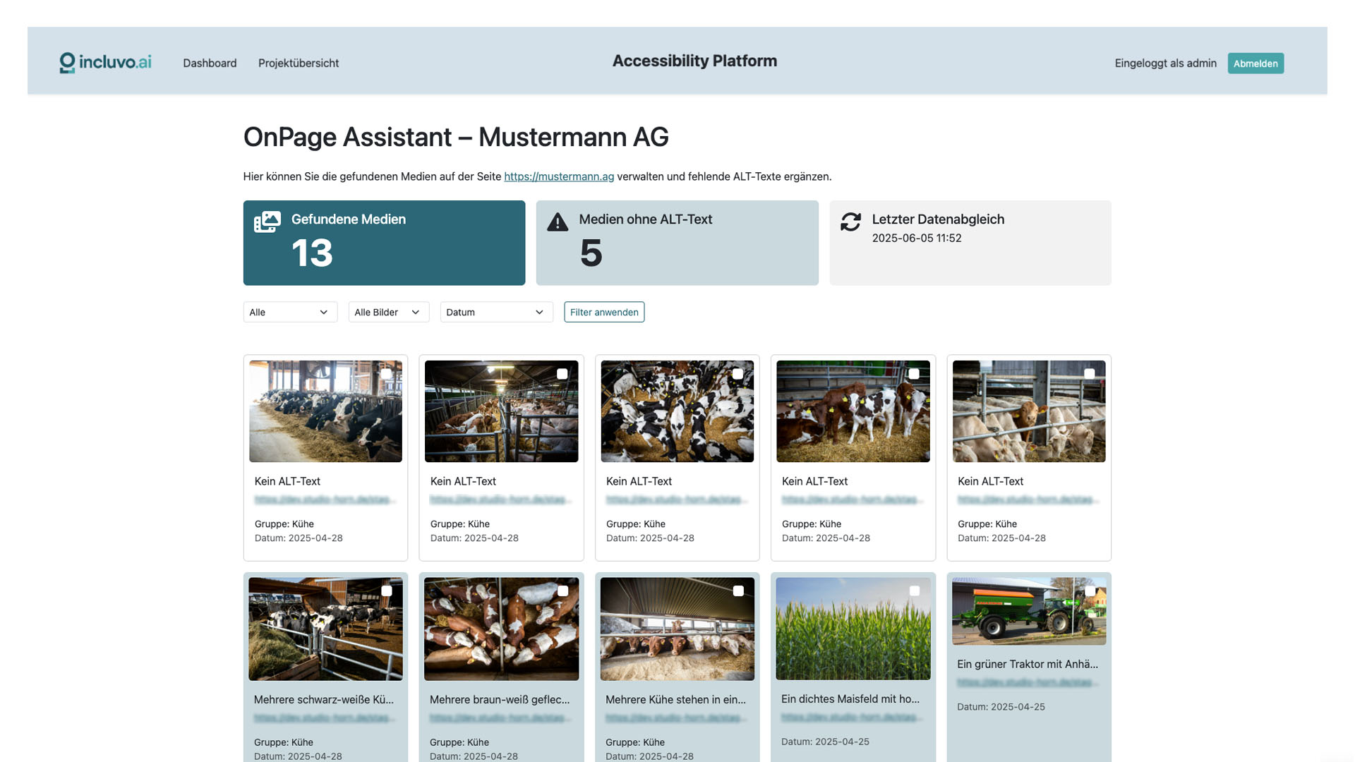 OnPage Assistant: Erkennung von Medieninhalten ohne ALT-Texte, automatischer Datenbank Abgleich